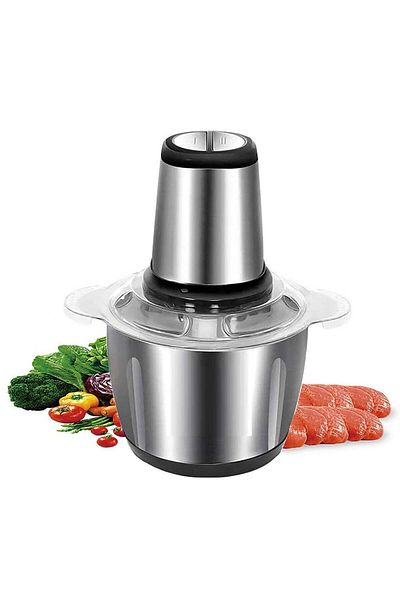 REFURA 2 Speed Stainless Steel 3 Litre Meat Grinder/Chopper/Food Processor/Mincer 400W Silver/Black