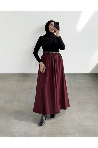 La MatildaLingerie Premium Cotton Poplin Long Skirt with Elastic Waist and Pockets