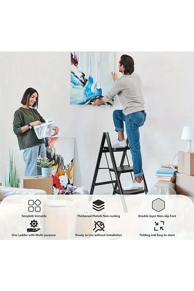 sharpdo Metal Ladder 2 Steps Durable And Foldable Aluminium Alloy