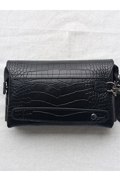 Westpolo Croco Timsah Чорна шкіряна сумка