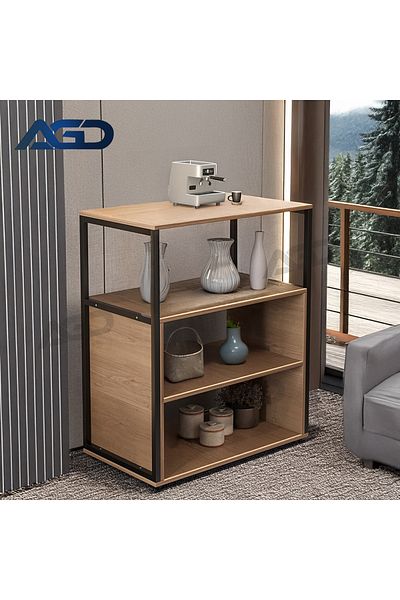 AGD Coffee Corner Table, 4-Shelf Side Table Meets All Your Needs 70*40*88 cm - Brown/Black