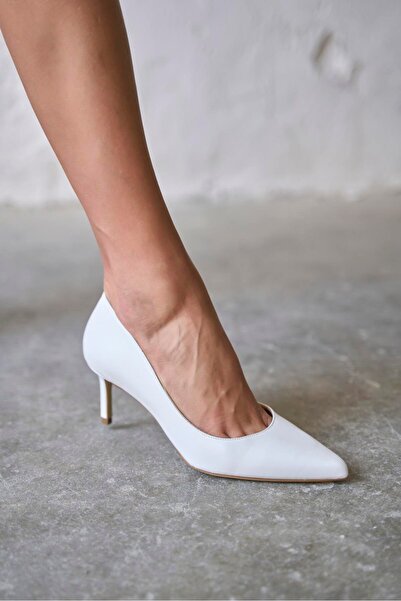 PELİN'İN AYAKKABILARI SİSTA 5 CM BEYAZ RUGAN STİLETTO