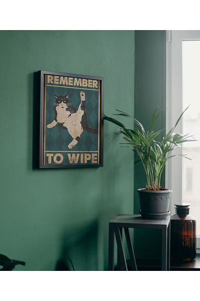 Arthopia Vintage Pinterest Υπενθυμίστε να σκουπίσετε την αφίσα γάτας με κορνίζα Υψηλής ποιότητας διακοσμητικό σχέδιο ζωγραφικής