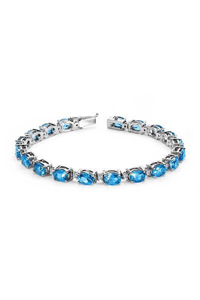 Lova Pırlantalı Oval Blue Topaz Bileklik - 4080003