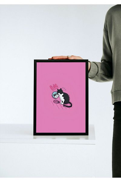 Arthopia Self Love Cat Pink Cute Cat Pinterest Αφίσα με κορνίζα Υψηλής ποιότητας διακοσμητικό σχέδιο ζωγραφικής