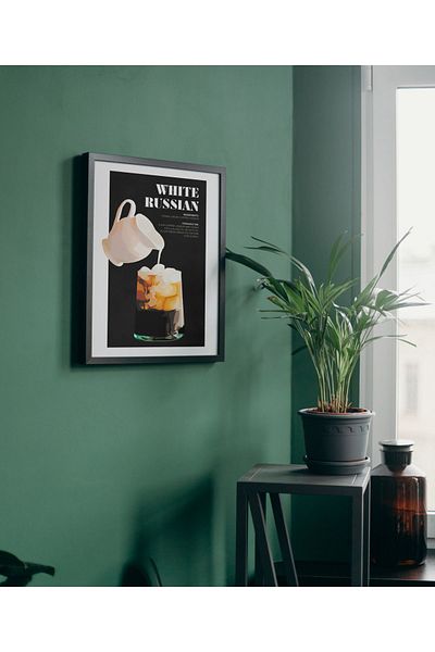 Arthopia Λευκό ρωσικό κοκτέιλ Pinterest Διακοσμητική αφίσα με κορνίζα Υψηλής ποιότητας ζωγραφική σχεδίασης