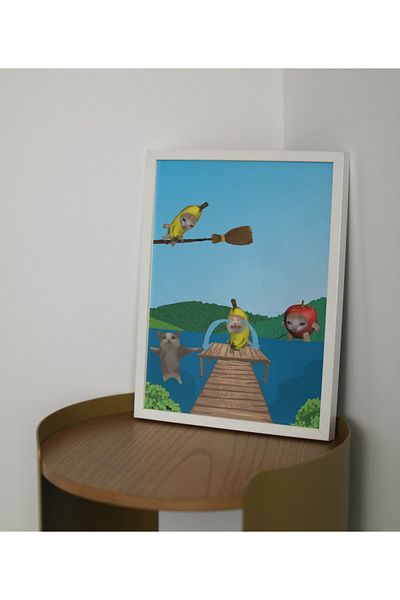 Arthopia Επιτραπέζια αφίσα Happy Happy Cat Banana Cat με σκελετό