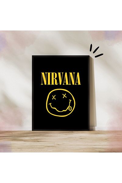 Arthopia Λογότυπο Nirvana Πανό Kurt Cobain Pinterest Αφίσα με κορνίζα Υψηλής ποιότητας ζωγραφική σχεδίου