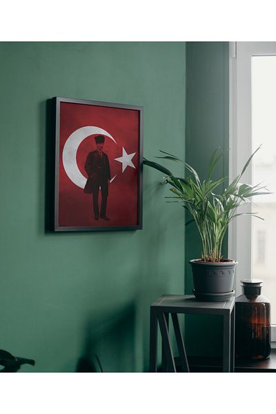 Arthopia Τουρκική σημαία Mustafa Kemal Pasha Vintage διακόσμηση Αφίσα ζωγραφικής τοίχου με κορνίζα υψηλής ποιότητας