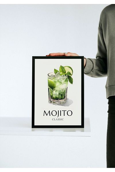 Arthopia Mojito Cocktail Alcohol Drink Αφίσα με κορνίζα Δώρο Διακόσμηση Σχέδιο Ζωγραφική