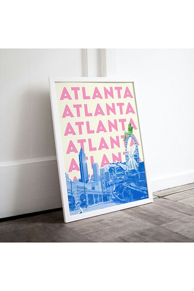 Arthopia Atlanta Blue City Cities Pinterest Πίνακας σχεδίασης διακόσμησης με πλαίσιο αφίσας