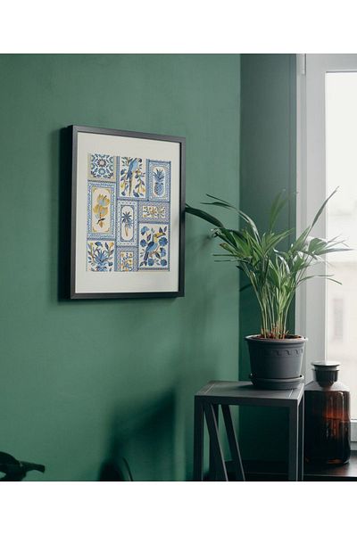 Arthopia Αισθητικά μπλε λουλούδια Pinterest δώρο αφίσα με κορνίζα καλλιτεχνικό σχέδιο ζωγραφική