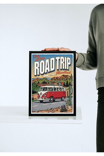 Arthopia Vintage Pinterest Road Trip Caravan Αφίσα με κορνίζα Υψηλής ποιότητας ζωγραφική σχεδίου