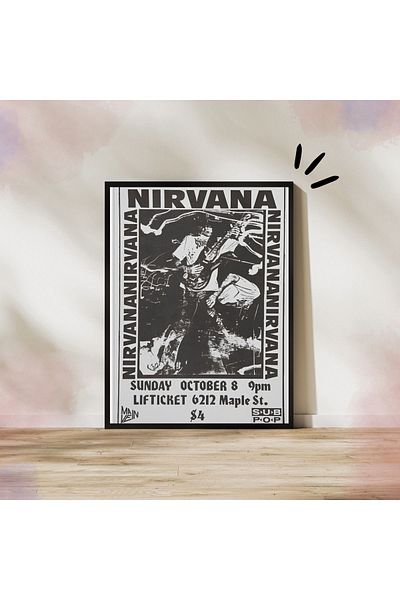 Arthopia Nirvana Kurt Cobain Logo Concert Pinterest Αφίσα με κορνίζα Υψηλής ποιότητας ζωγραφική σχεδίασης