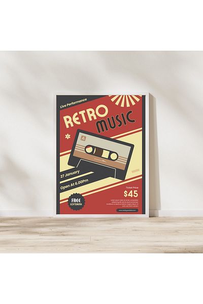Arthopia Vintage Pinterest ρετρό αφίσα μουσικής με κορνίζα υψηλής ποιότητας σχεδίασης