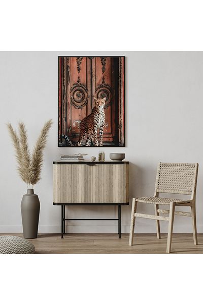 Arthopia Ζωγραφική με κορνίζα αφίσας για σπίτια Cheetah And Great Door Magnificence