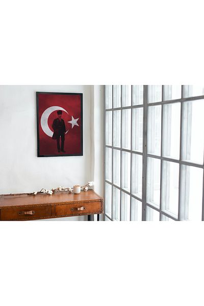 Arthopia Τουρκική σημαία Mustafa Kemal Pasha Vintage διακόσμηση Αφίσα ζωγραφικής τοίχου με κορνίζα υψηλής ποιότητας