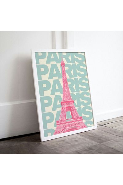 Arthopia Paris Green Pink City Cities Pinterest Αφίσα με κορνίζα Υψηλής ποιότητας διακοσμητικό σχέδιο ζωγραφικής