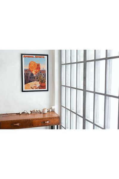 Arthopia Aperol Spritz Cocktail Cocktail Δώρο Αφίσα Πλαισιωμένη ζωγραφική καλλιτεχνικής σχεδίασης