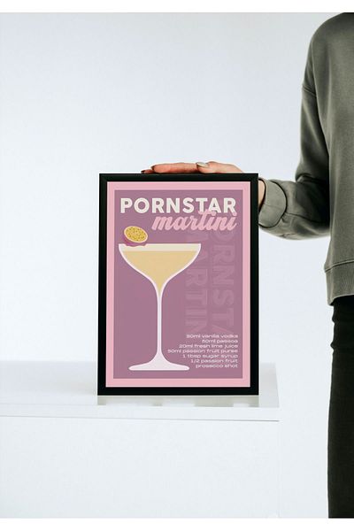 Arthopia Pornstar Martini Cocktail Alcohol Drink Αφίσα με κορνίζα Δώρο Διακόσμηση Σχέδιο Ζωγραφική