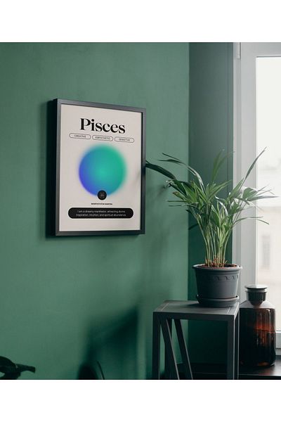 Arthopia Pisces Ψάρι Ζώδια Pinterest Αφίσα με κορνίζα Υψηλής ποιότητας διακοσμητικό σχέδιο ζωγραφικής