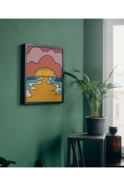 Arthopia Καλά ημέρες έρχονται Sunset Pinterest Αφίσα με κορνίζα Υψηλής ποιότητας διακοσμητικό σχέδιο ζωγραφικής