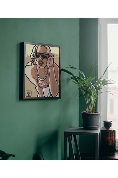 Arthopia GTA San Andreas Lolita Πίνακας υψηλής ποιότητας σχεδίου με κορνίζα αφίσας