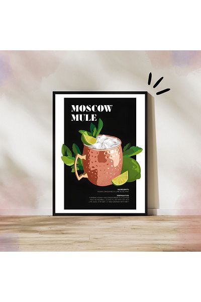 Arthopia Moscow Mule Cocktail Pinterest Διακοσμητική αφίσα με κορνίζα Υψηλής ποιότητας σχεδιασμός ζωγραφική