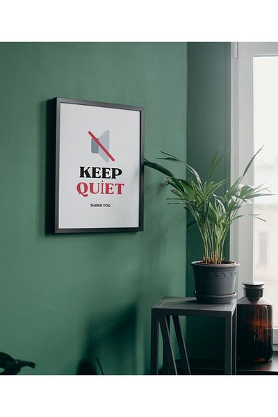 Arthopia Keep Quiet Keep Quiet Design Διακοσμητική αφίσα Πίνακας υψηλής ποιότητας σχεδίου με πλαίσιο
