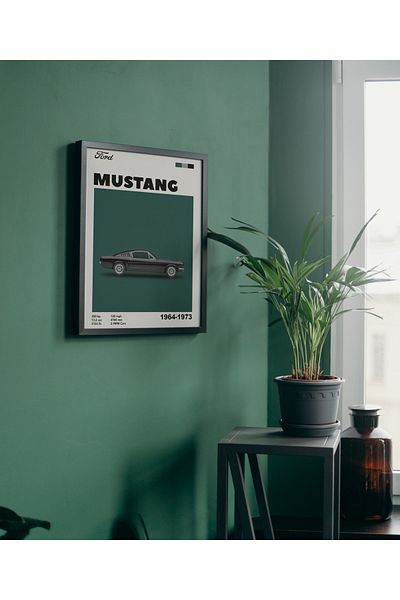 Arthopia Ford Mstng 1964-1973 Vintage διακόσμηση Αφίσα ζωγραφικής τοίχου με κορνίζα υψηλής ποιότητας