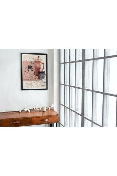 Arthopia Καφέ στο πρωί Καφέ Δώρο Κουζίνας Αφίσα Πίνακας Καλλιτεχνικού Σχεδιασμού με κορνίζα