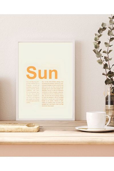 Arthopia Sun Sun Word Σημασία Banner Pinterest Δώρο Αφίσα Πίνακας καλλιτεχνικού σχεδιασμού με κορνίζα