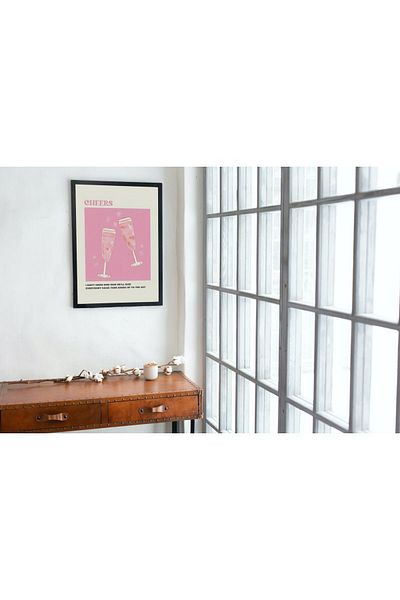 Arthopia Cheers Pink Pinterest Πίνακας σχεδίασης διακόσμησης υψηλής ποιότητας με κορνίζα