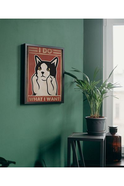 Arthopia Vintage Pinterest Κάνω αυτό που θέλω Πίνακας σχεδίασης διακόσμησης υψηλής ποιότητας με πλαίσιο αφίσας γάτας