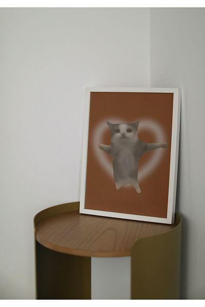 Arthopia Επιτραπέζια αφίσα Happy Happy Cat Banana Cat με σκελετό