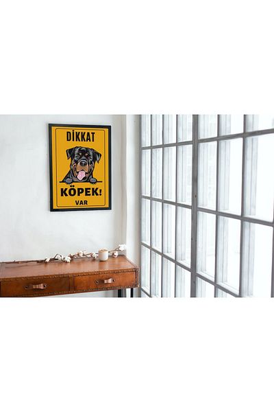 Arthopia Προσοχή Υπάρχει σκύλος Rottweiler Πινακίδα Πινακίδα Αφίσα Πλαίσιο Υψηλής Ποιότητας Διακοσμητικό Σχέδιο Πίνακας