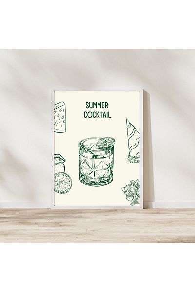 Arthopia Pinterest Summer Cocktail Pub Αφίσα Πίνακας υψηλής ποιότητας σχεδίου με κορνίζα