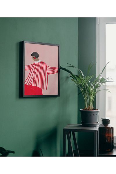 Arthopia Relax Chill Woman με ριγέ ρούχα Γυναικεία Pinterest Πλαίσιο αφίσας Υψηλής ποιότητας ζωγραφική σχεδίου