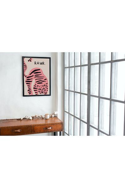 Arthopia Ζωάκια Pink Tiger Tiger Linear Δώρο Αφίσα Καλλιτεχνικό Σχέδιο Πίνακας με κορνίζα