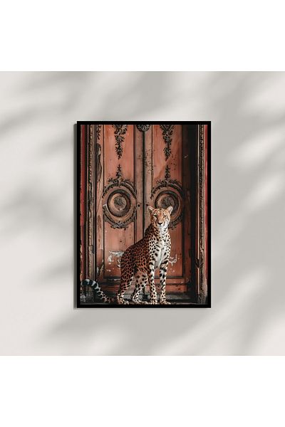 Arthopia Ζωγραφική με κορνίζα αφίσας για σπίτια Cheetah And Great Door Magnificence