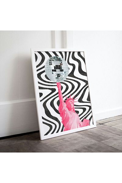 Arthopia Άγαλμα της ελευθερίας Disco Ball Pinterest Αφίσα με κορνίζα Υψηλής ποιότητας διακοσμητικό σχέδιο ζωγραφικής