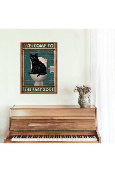 Arthopia Welcome The Fart Zone Kedi Tuvaleti Banyo Çerçevesiz Yüksek Kaliteli...