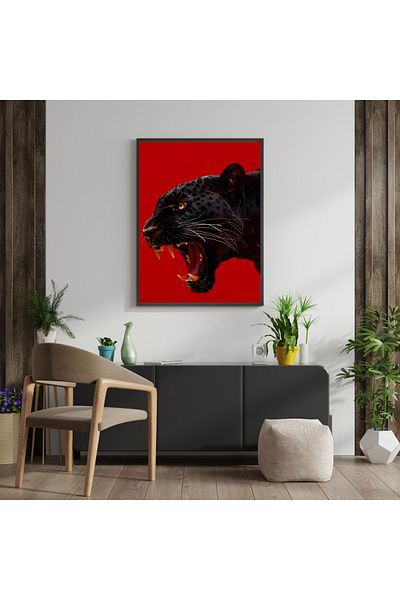 Arthopia The Nobility of the Panther The Black King Red Edition Πίνακας καλλιτεχνικού σχεδιασμού με πλαίσιο αφίσας