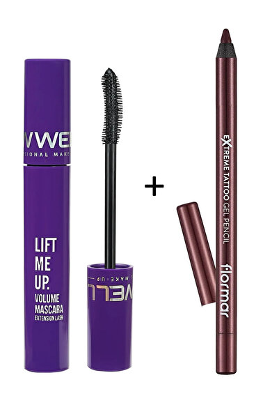 New Well Lıft Me Up Volume Mascara 8 ml Ve Mat Kalıcı Göz Kalemi (BORDO) - Ex...