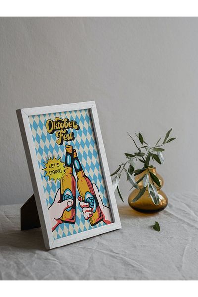Arthopia Vintage Pinterest Oktober Fest Beer Αφίσα με κορνίζα Υψηλής ποιότητας ζωγραφική σχεδίου