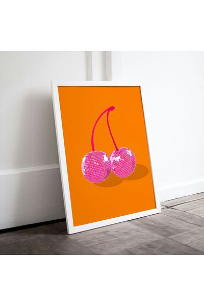 Arthopia Disco Cherry Orange Pinky Pinterest Πίνακας καλλιτεχνικού σχεδιασμού με κορνίζα