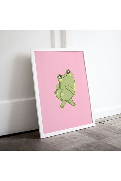 Arthopia Sweet Frog Cute Frog Pink Pinterest Πλαίσιο αφίσας Υψηλής ποιότητας ζωγραφική σχεδίου