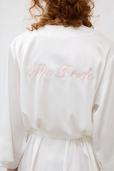lousa Bride Pink Embroidered Simple Short Bridal Dressing Gown