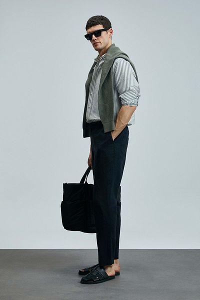 Lufian 111190350 Karl Smart Ανδρικό παντελόνι Chino Slim Fit Ανδρικό παντελόνι μαύρο