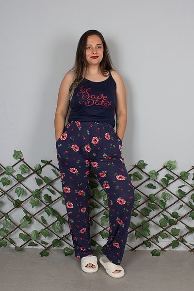 Truva XXL Plus Size Adjustable Strap Floral Pattern Lycra Soft Pajama Set